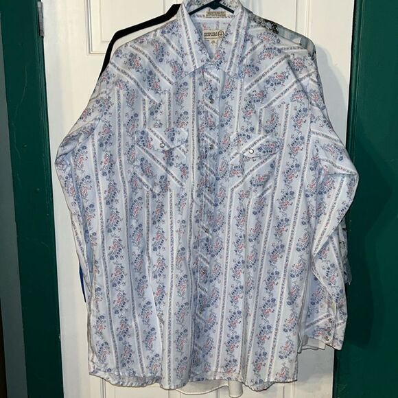 VTG Sheplers Western Fit Long Sleeve Dress shirt Floral stripedL